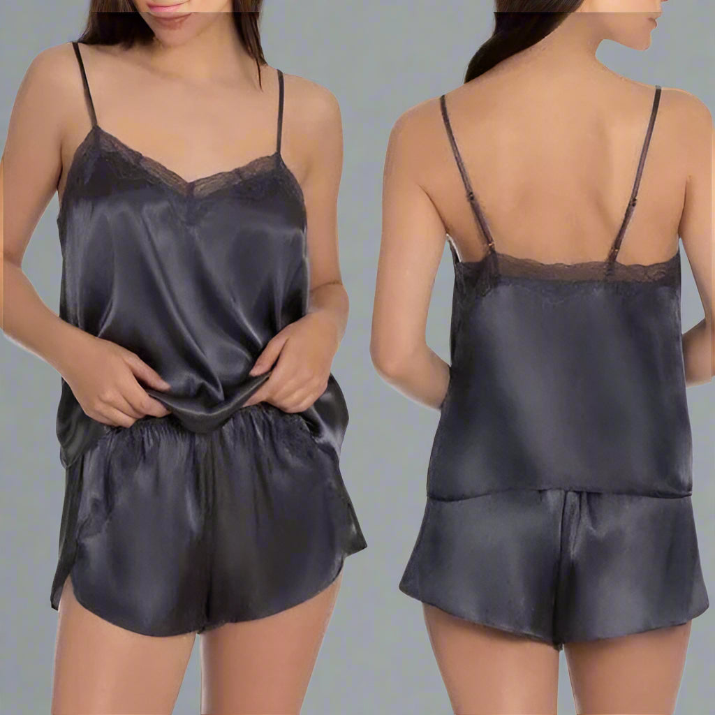 LACE TRIM SHORT PAJAMA SET