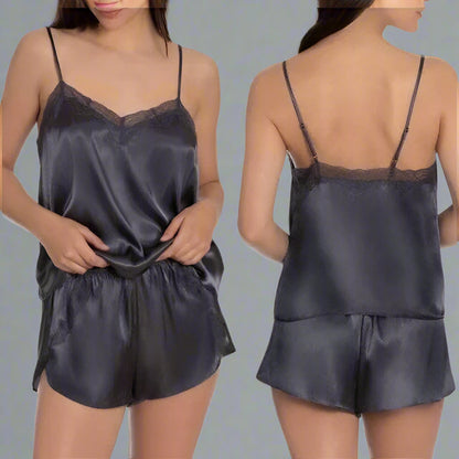 LACE TRIM SHORT PAJAMA SET