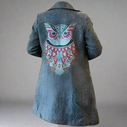 TWEED WOOL JACKET WITH OWL