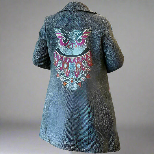 TWEED WOOL JACKET WITH OWL
