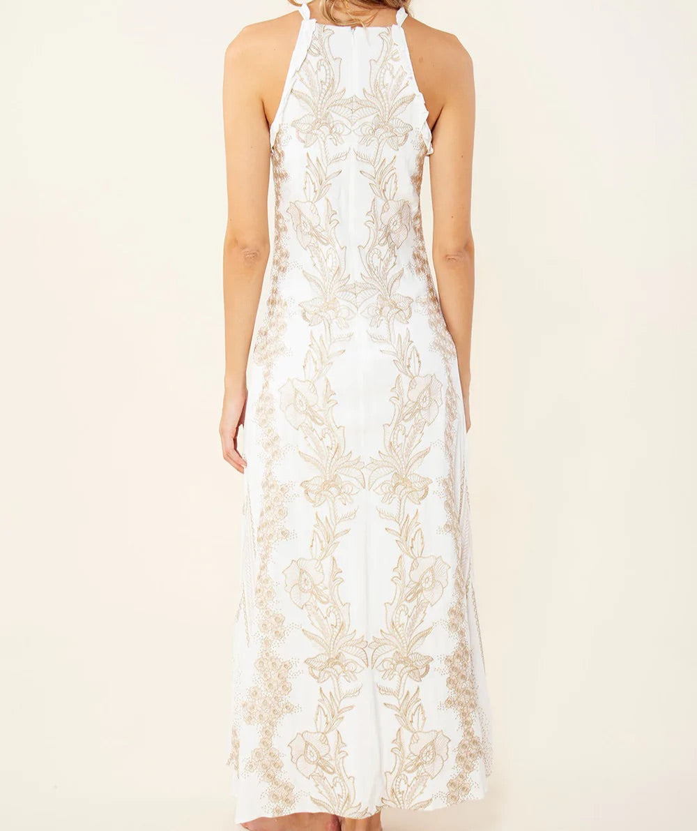 GOLD SLEEVELESS MAXI DRESS